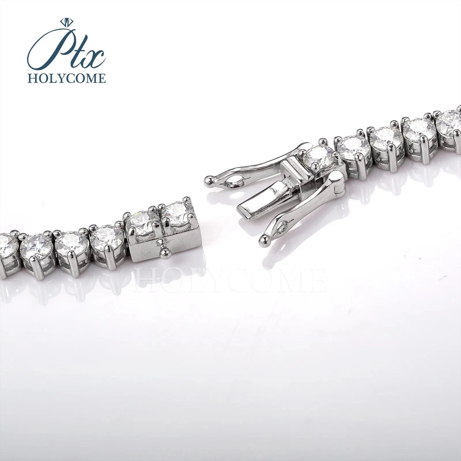 Holycome GRA Brilliant Round Cut 925 Sterling Silver Moissanite VVS Diamond Tennis Necklace Jewelry Customized For Women