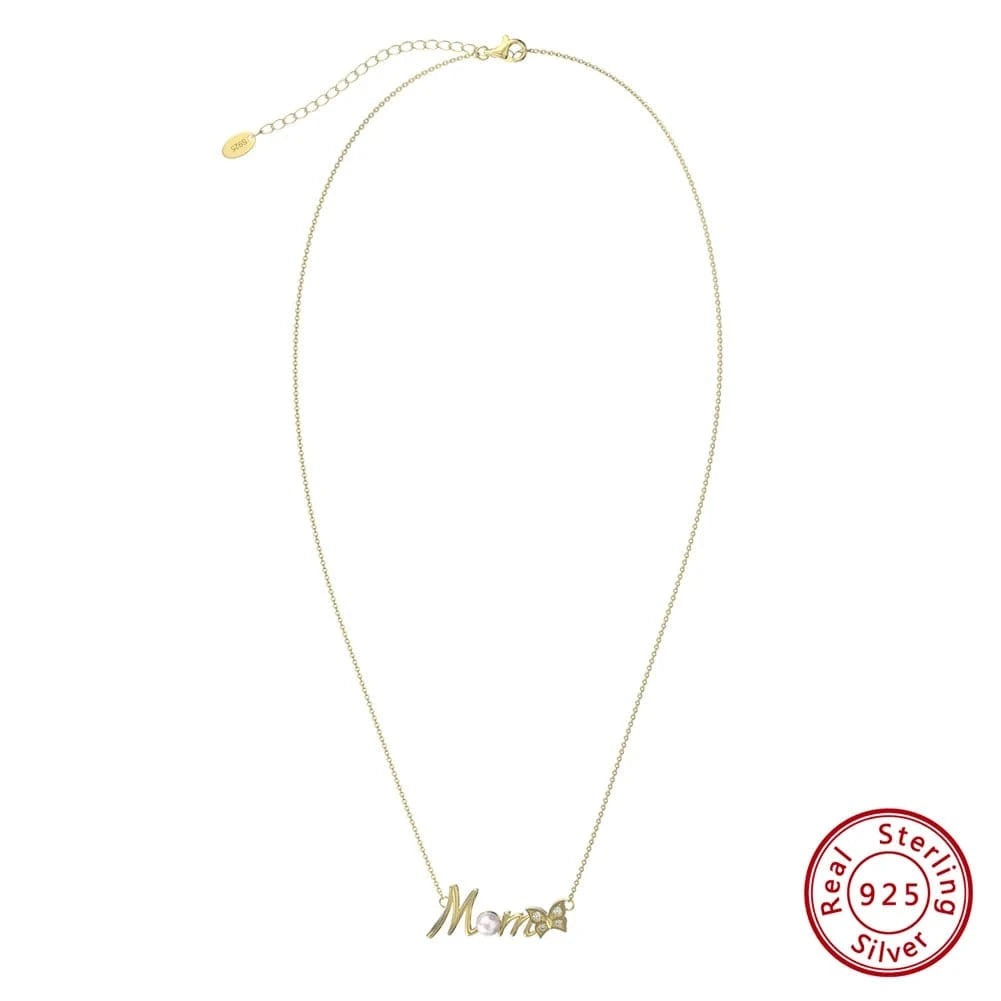 HON24-14K HON24 RINNTIN Dainty 14K Gold Plated Mom Necklace Jewelry Cubic Zirconia Chain Necklaces Cute Pendant Mom Necklaces for Women
