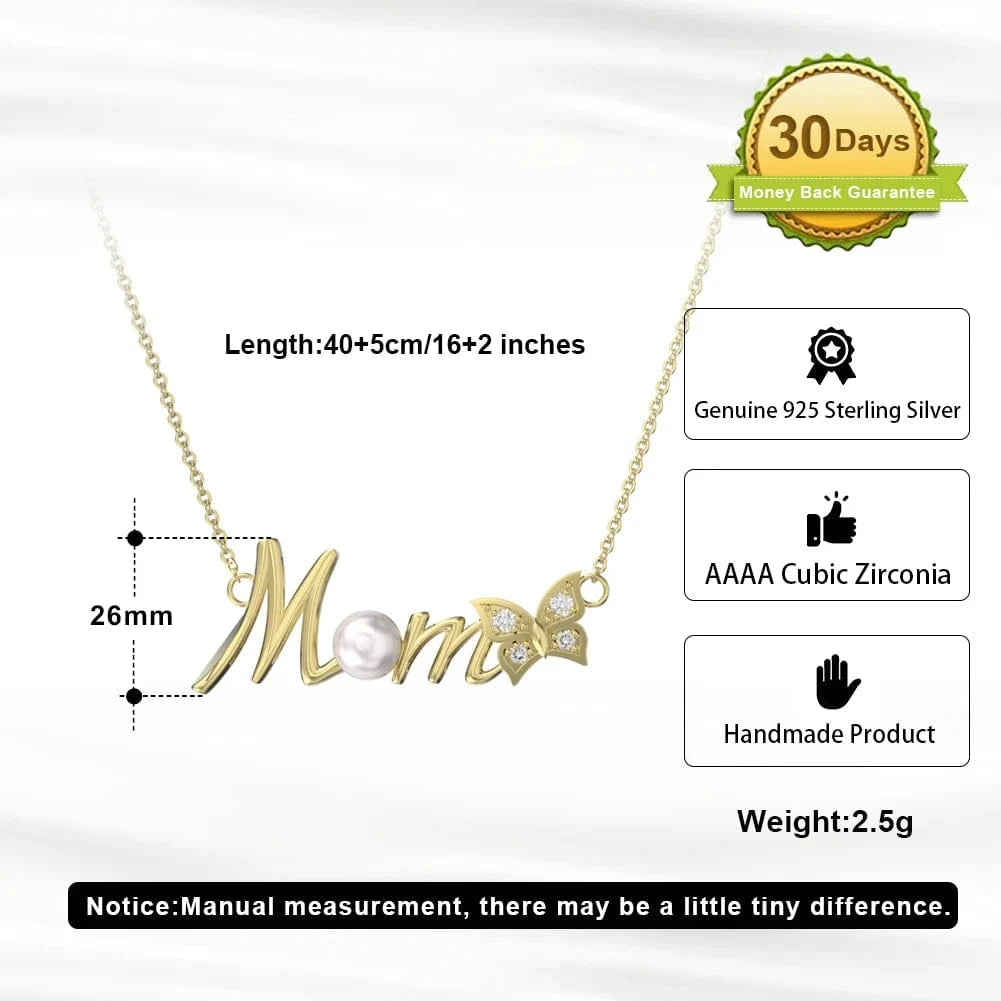 HON24-14K HON24 RINNTIN Dainty 14K Gold Plated Mom Necklace Jewelry Cubic Zirconia Chain Necklaces Cute Pendant Mom Necklaces for Women