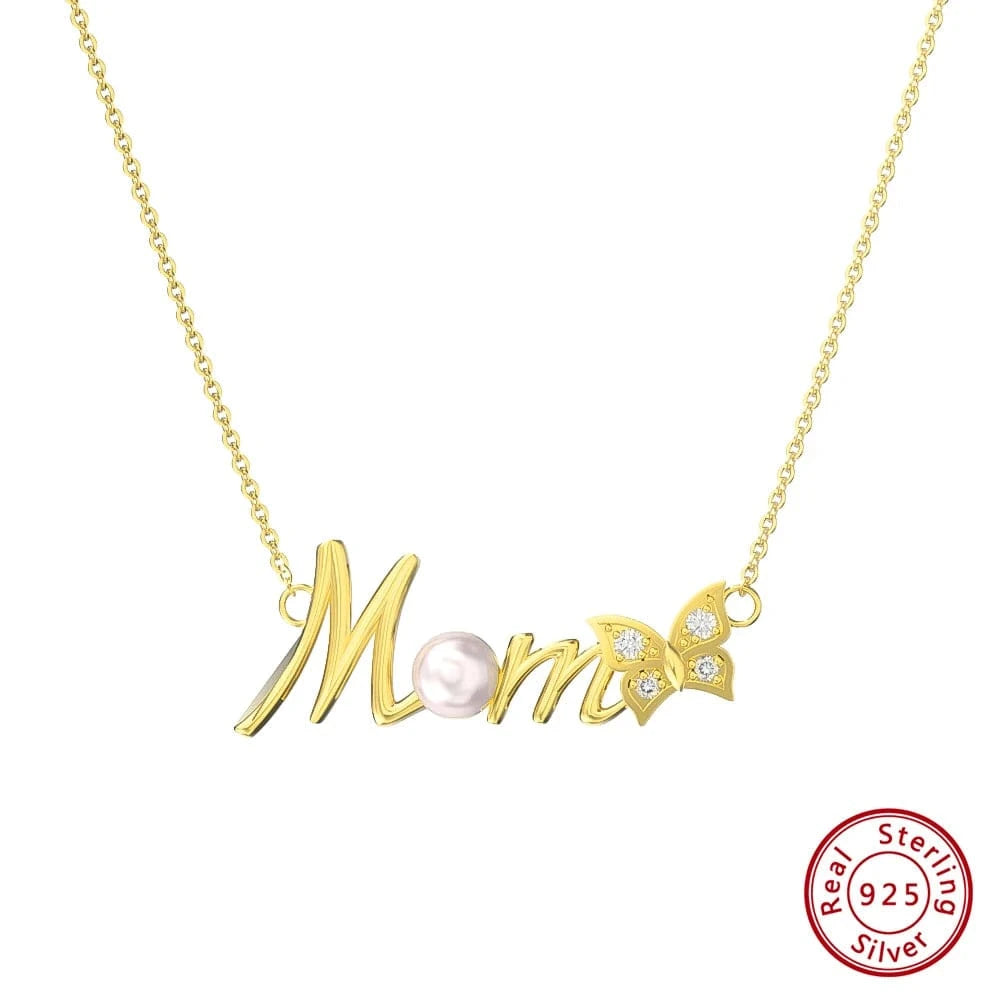 HON24-14K HON24 RINNTIN Dainty 14K Gold Plated Mom Necklace Jewelry Cubic Zirconia Chain Necklaces Cute Pendant Mom Necklaces for Women