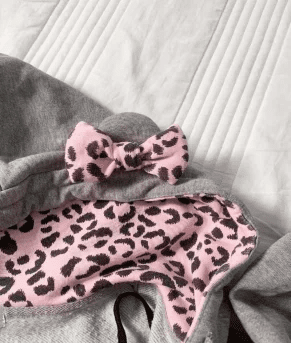 Hooded Sweatshirt With Pink Leopard Print Zipper Bow Accent Gothic Punk Casual Style - SN Wigs & More