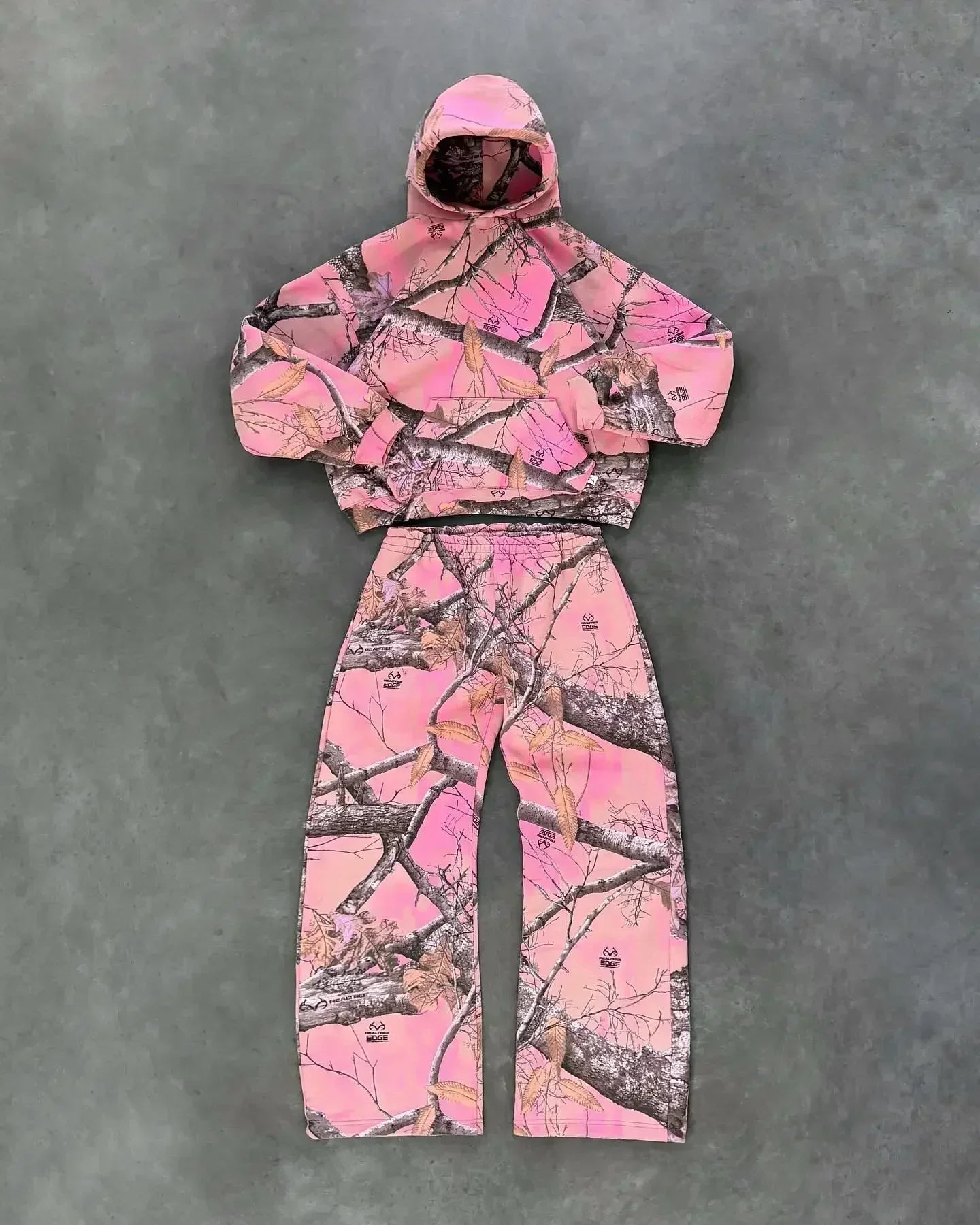 Hoodie Set With Camouflage Print And Zigzag Pattern Retro Streetwear - SN Wigs & More