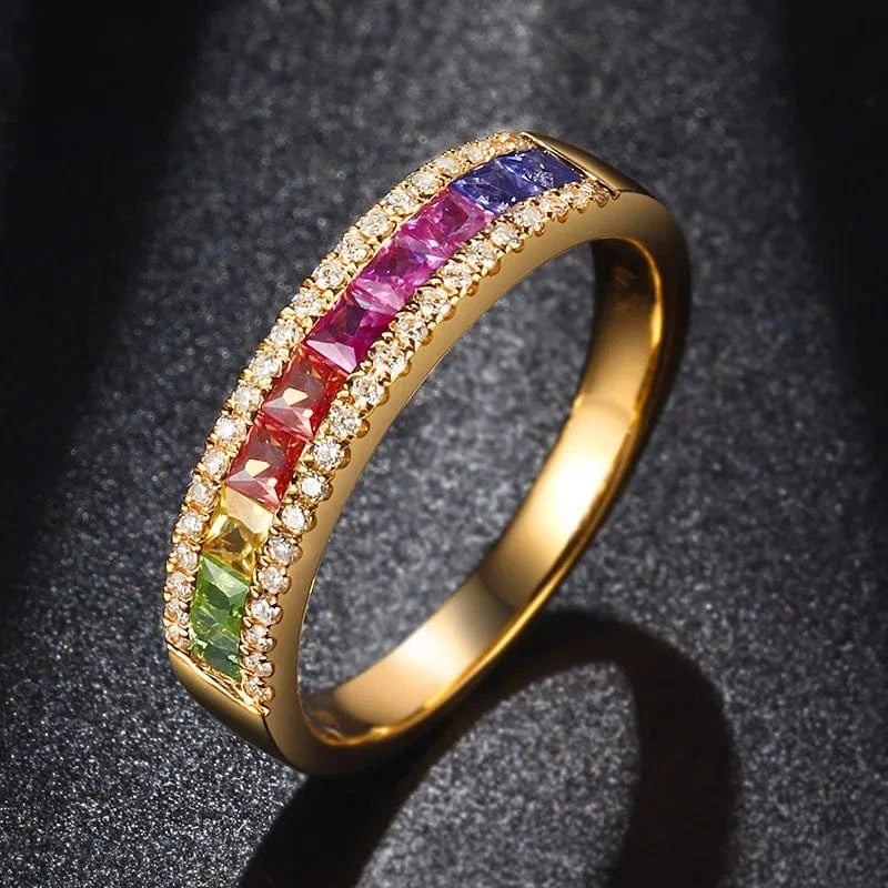 Hot Sale 18k solid gold jewelry Natural Multi Sapphire White Diamond 18K Au750 Gold rings wedding