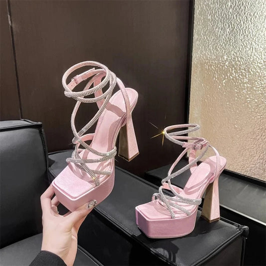 Hot sale 2024 elegant socialite sexy cross high-grade water-adhesive sandals