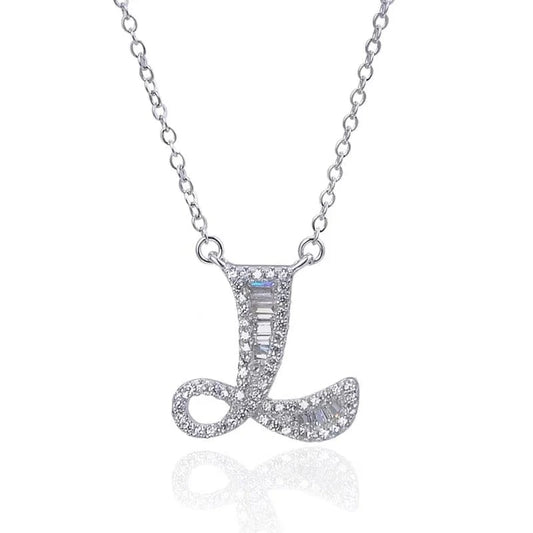 Hot Sale Alphabet Letter A-Z Pendant Charm Sterling Silver Jewelry 925 with CZ Stones Initial Necklace