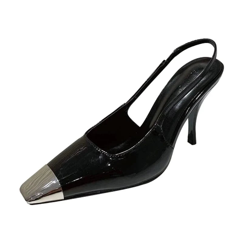 Hot Sale Casual Metal Square Toe, Black Stiletto, Baotou High Heels 2023
