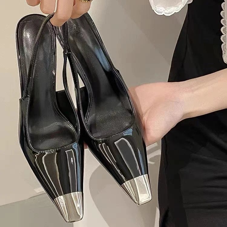 Hot Sale Casual Metal Square Toe, Black Stiletto, Baotou High Heels 2023