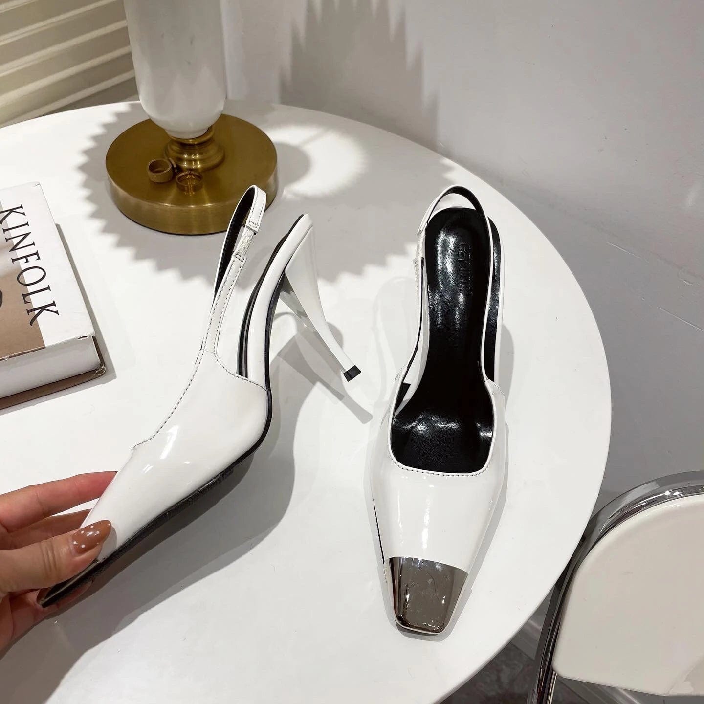 Hot Sale Casual Metal Square Toe, Black Stiletto, Baotou High Heels 2023