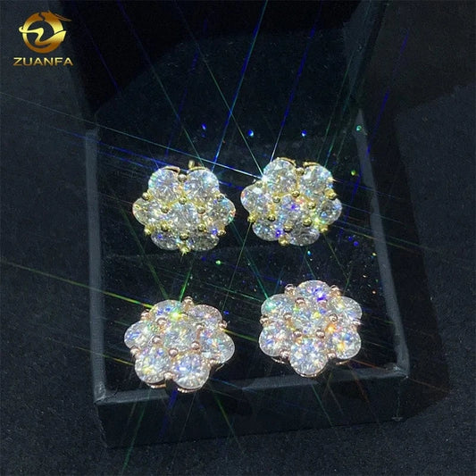 Hot sale dropshipping fashion jewelry earrings 18K gold plated 925 silver VVS-Fl GRA iced out screw back moissanite stud earring