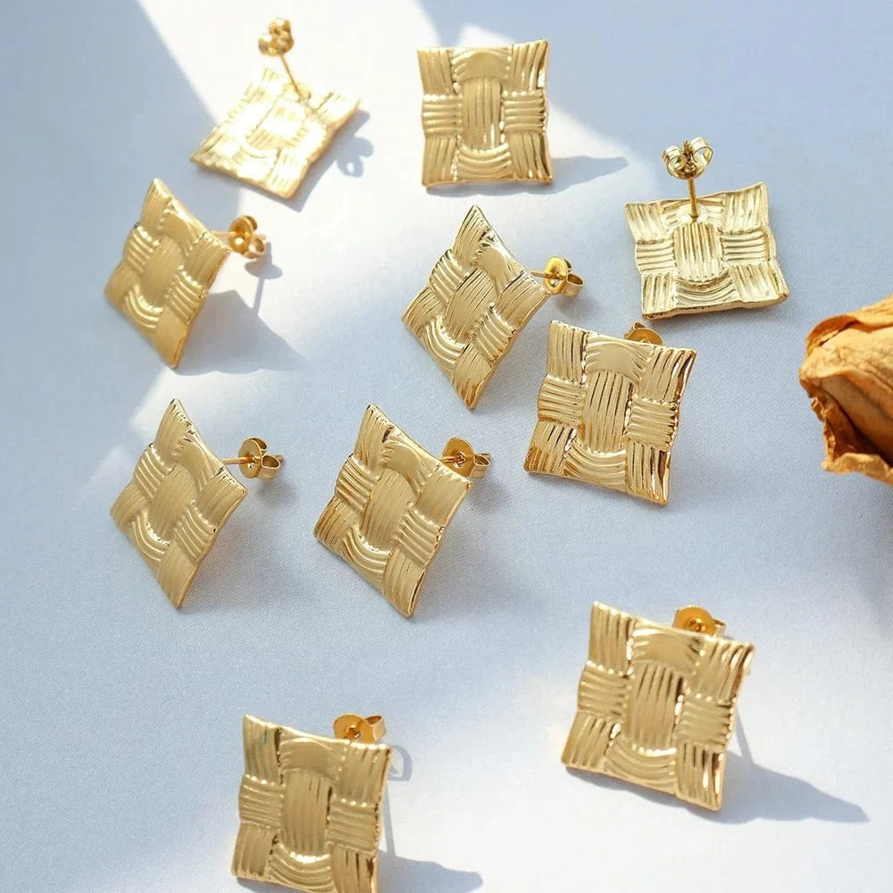 Hot Sale High Quality Square Geometric Earrings Simple Stainless Steel Stud Jewelry