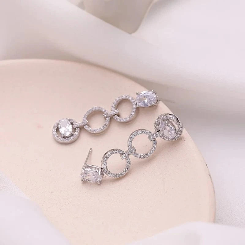 Hot Sale Korean Elegance Women Stud Earring 925 Sterling Silver Clear Rhinestone Crystal Handmade Ear Fine Jewelry