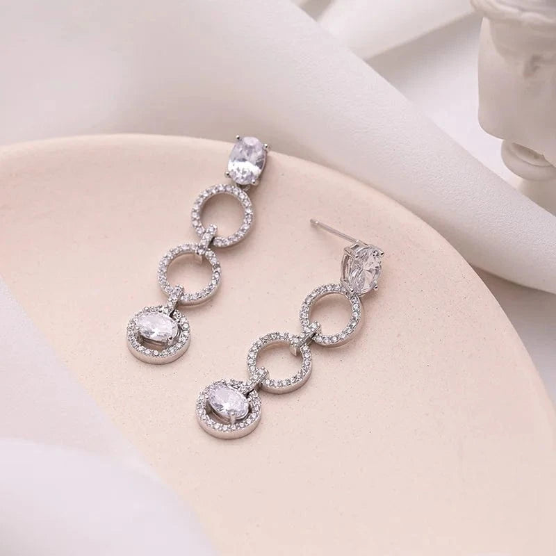 Hot Sale Korean Elegance Women Stud Earring 925 Sterling Silver Clear Rhinestone Crystal Handmade Ear Fine Jewelry