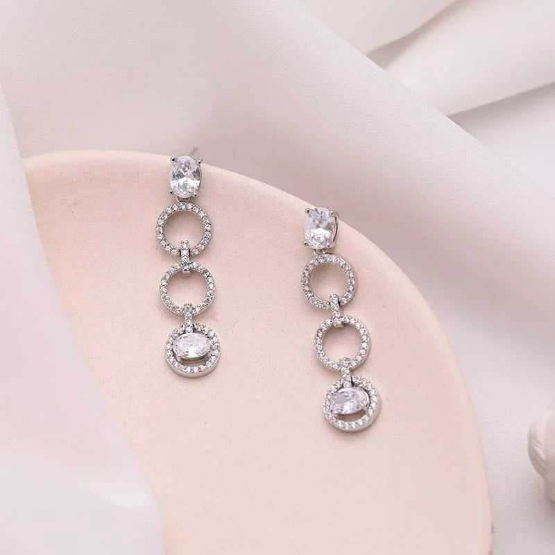 Hot Sale Korean Elegance Women Stud Earring 925 Sterling Silver Clear Rhinestone Crystal Handmade Ear Fine Jewelry