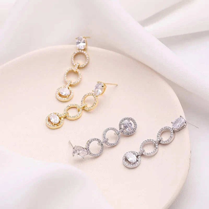 Hot Sale Korean Elegance Women Stud Earring 925 Sterling Silver Clear Rhinestone Crystal Handmade Ear Fine Jewelry