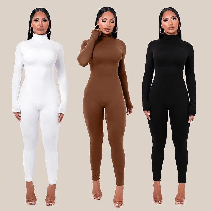 Hot Sale Long Sleeve Jumpsuits Women Sports Wear One Piece Bodysuits Slim Fit Tight Jumpsuit for Women Playsuits