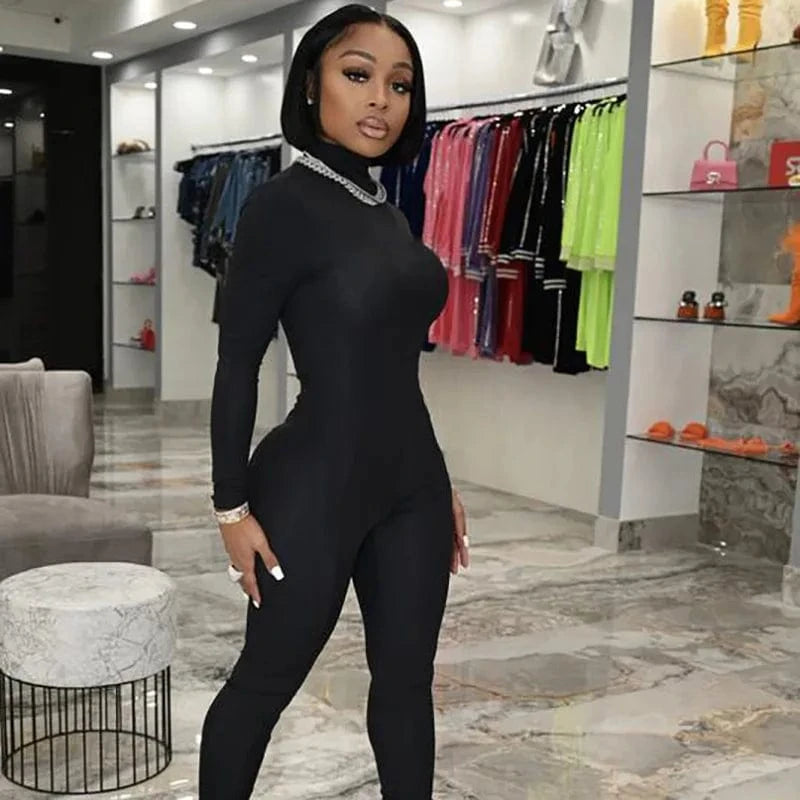 Hot Sale Long Sleeve Jumpsuits Women Sports Wear One Piece Bodysuits Slim Fit Tight Jumpsuit for Women Playsuits