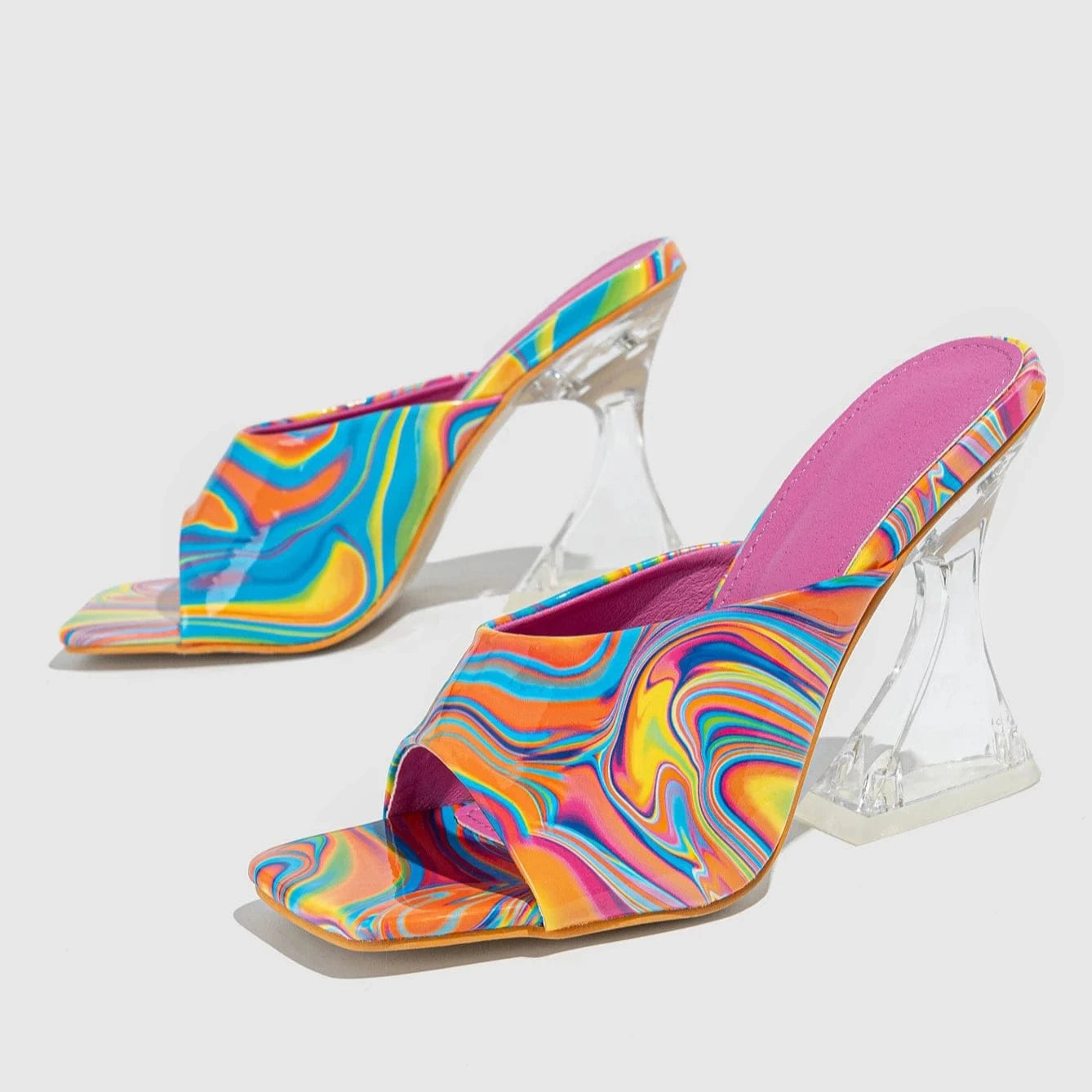 Hot sale New color heterosexual thick heel high heel sexy bar catwalk slippers cool 2024