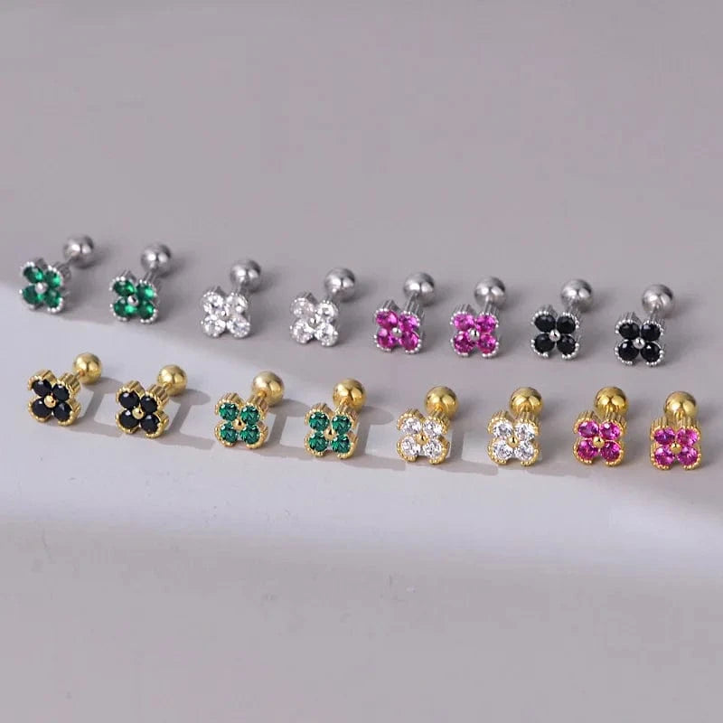Hot Sale Pure Fine Earrings Zircon Ear stud S925 Sterling Silver CZ Flower Trendy Stud Earrings Jewelry For Women gift jewelry