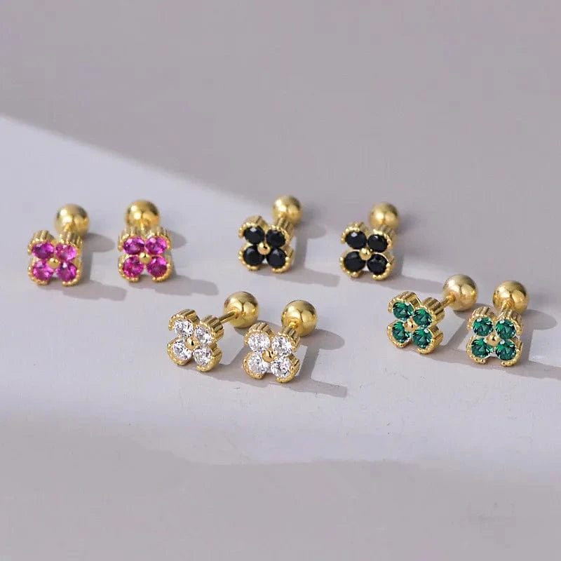 Hot Sale Pure Fine Earrings Zircon Ear stud S925 Sterling Silver CZ Flower Trendy Stud Earrings Jewelry For Women gift jewelry