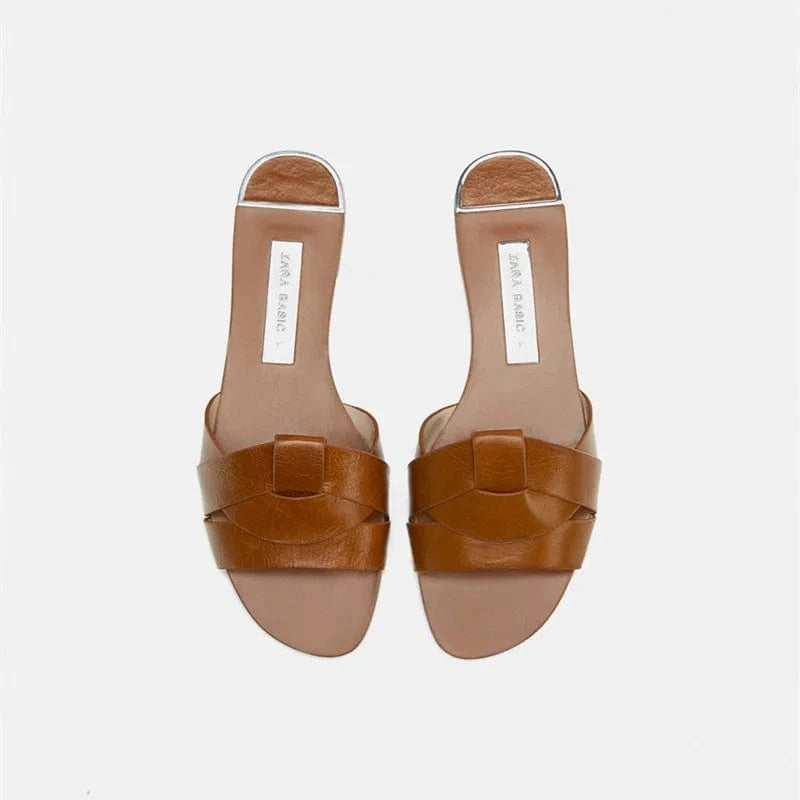 Hot Sale Women New Summer Fashion Cross Strap Slippers Female Beach Peep Toe Flip Flops Sandals