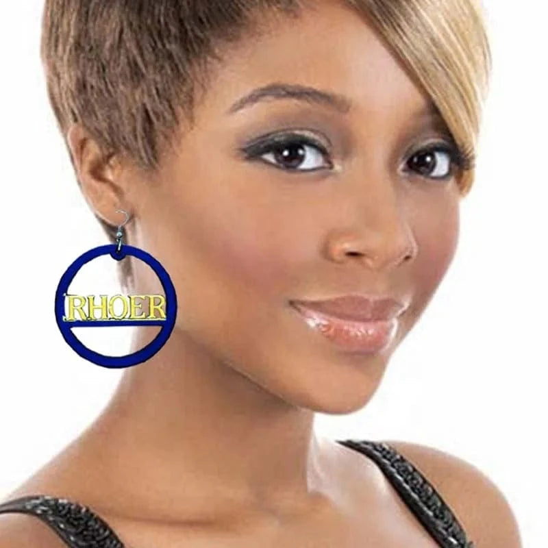 Hot sell Greek Sorority Sigma Gamma Rho letters SGR wood hoop earrings brown