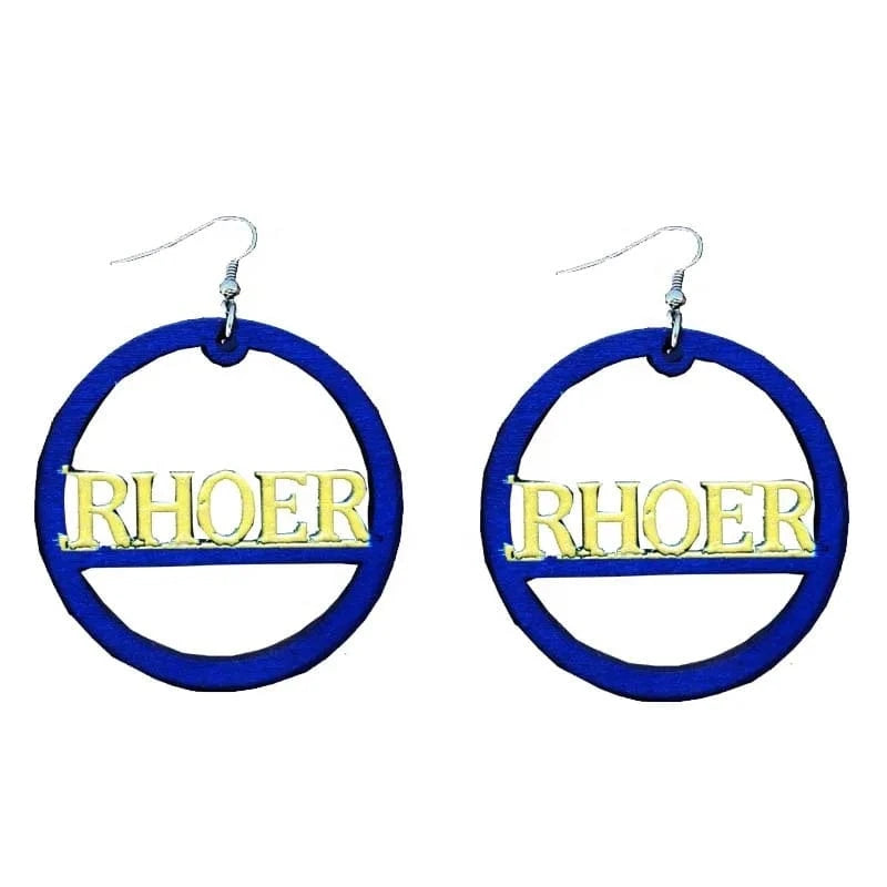 Hot sell Greek Sorority Sigma Gamma Rho letters SGR wood hoop earrings brown