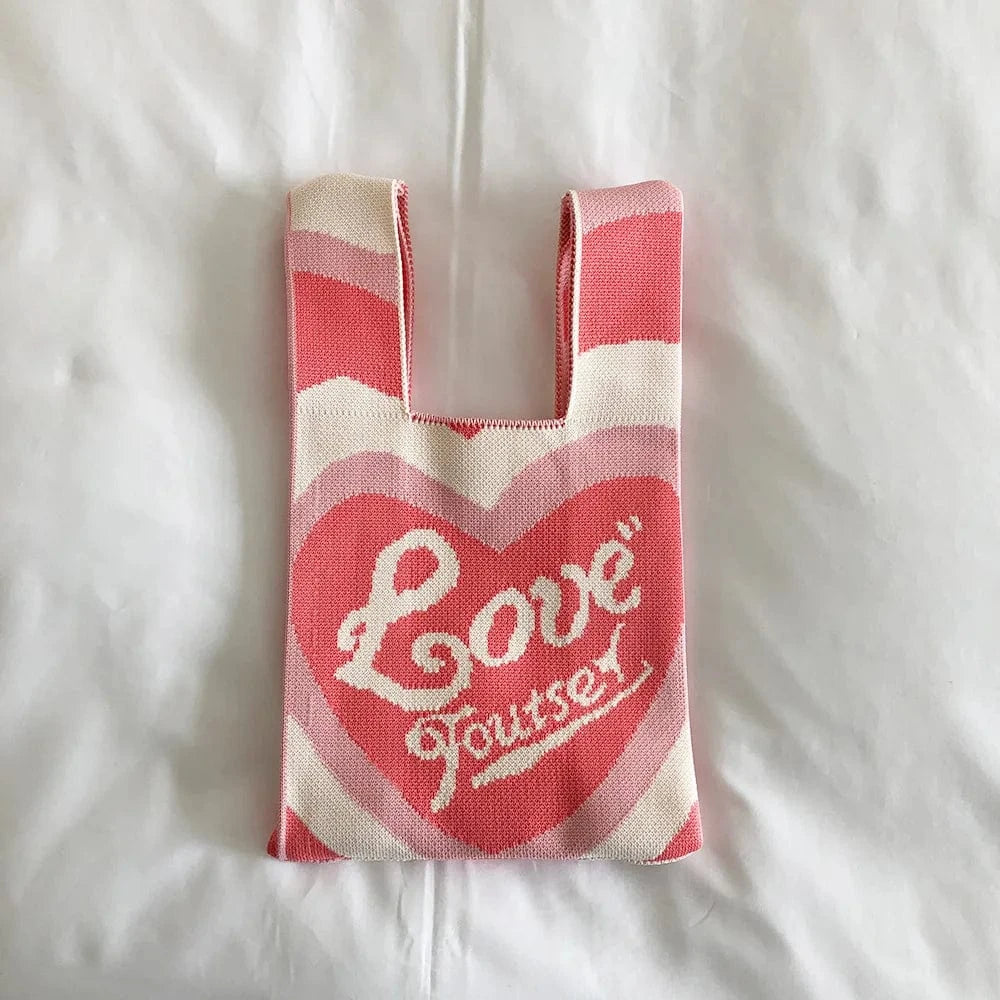 Hot Selling Cute Girly Pink Design Woven Purse Handbags Women's Tote Bags with Custom Printed Logo