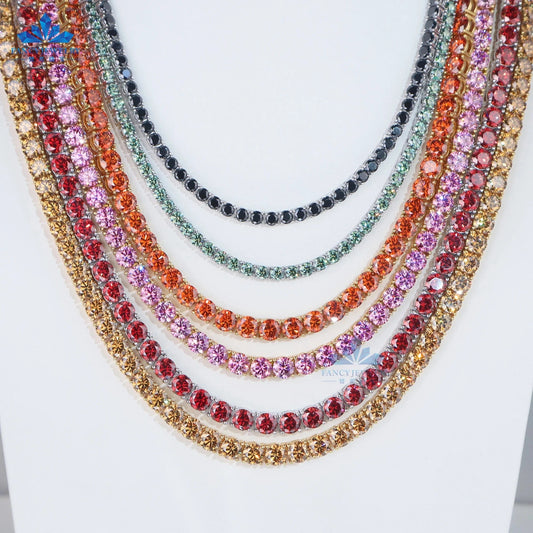 Hot Selling Iced Out VVS Moissanite Tennis Bracelet 925 Silver Red Pink Yellow Moissanite Diamond Tennis Chain Hip Hop Jewelry