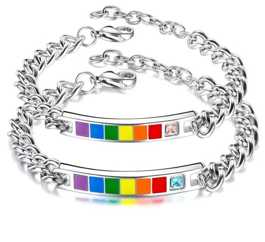 Hot Selling Lover Gift Personality Rainbow Plate Couple Bracelets