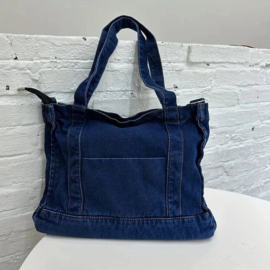 Hot Selling Luxury Designer Unique Oversized Big Western Lady Girl Women's Jean Denim Canvas Fabric Shell Tote Hand Bag Handbag