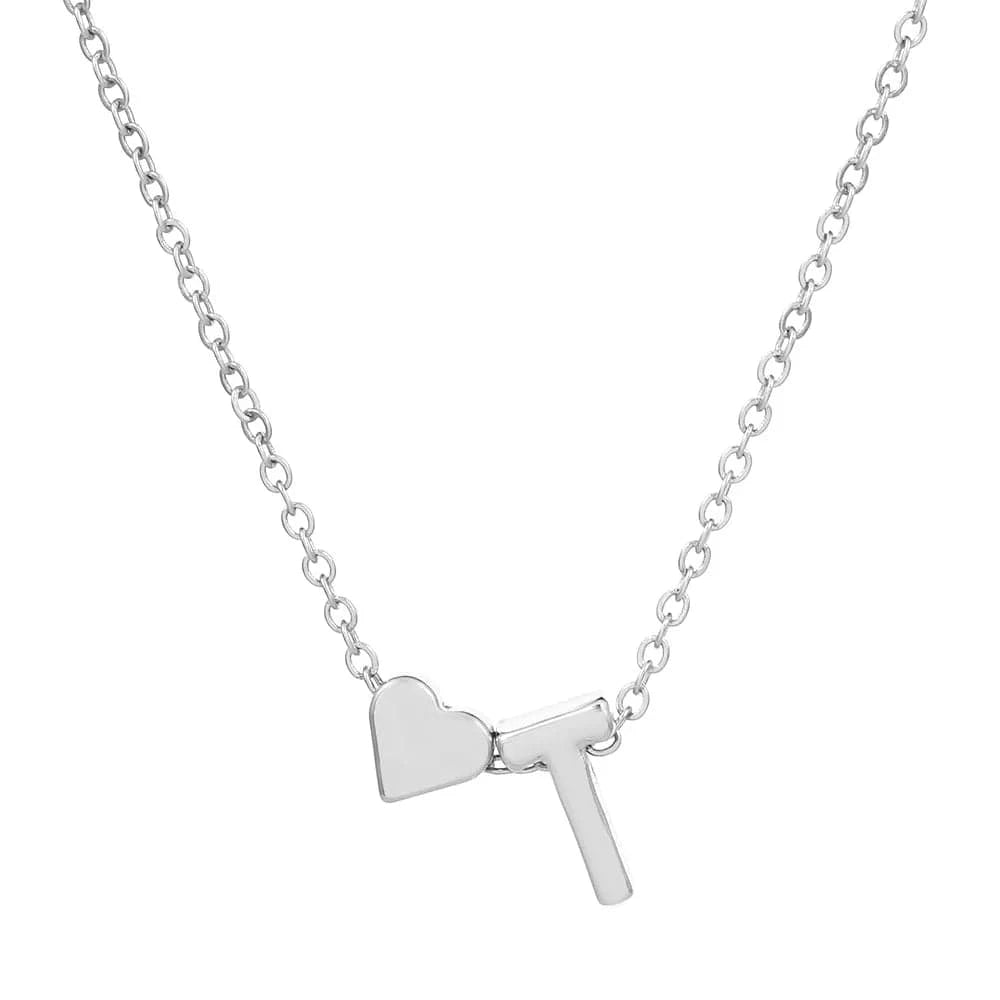 Hot selling new fashion heart-shaped 26 letters a to z simple pendant necklace creative heart-shaped clavicle chain best gift