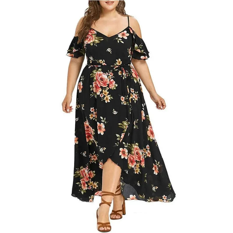 Hot selling Plus Size Dress for Women Casual Elegant 2024 Sundresses Boho Floral Prin Dresses Deep V Neck A-line Beach Dress