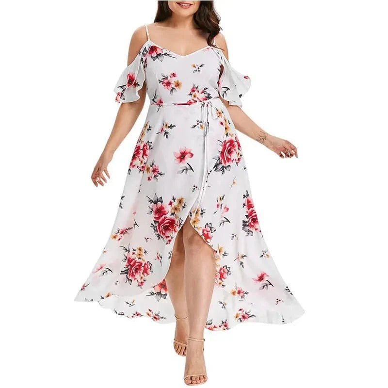 Hot selling Plus Size Dress for Women Casual Elegant 2024 Sundresses Boho Floral Prin Dresses Deep V Neck A-line Beach Dress
