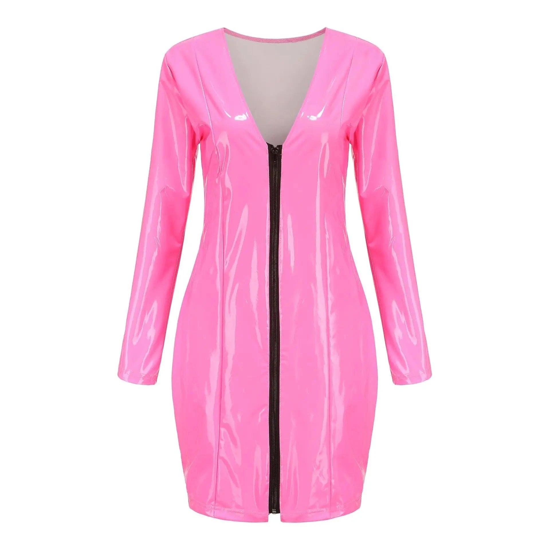 Hot Sexy PU Leather Dress Lingerie Bodysuit Oversized Slim Dresses Sex Exotic Vestidos Plus Size Bodycon Night Club Dress Women