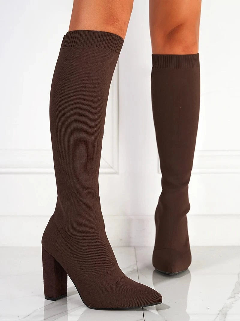 Hot women's boots 2024 New knitted elastic comfortable mid-length boots 35-42 size