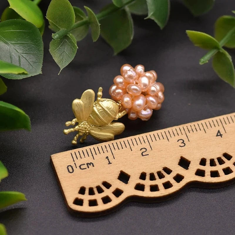 Hotsale Cheap Instagram Bee Earrings 18k Gold Plated Pearl Drop Earrings For Women Lovely Fine Jewelry Wholesale