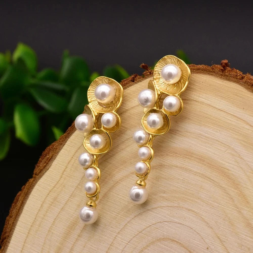 Hotsale Cheap Instagram Bee Earrings 18k Gold Plated Pearl Drop Earrings For Women Lovely Fine Jewelry Wholesale