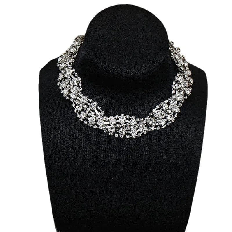 Hoyon Fashion Full Rhinestone Choker Necklaces for Women Geometric Crystal Necklaces Statement Jewelry Party Gifts