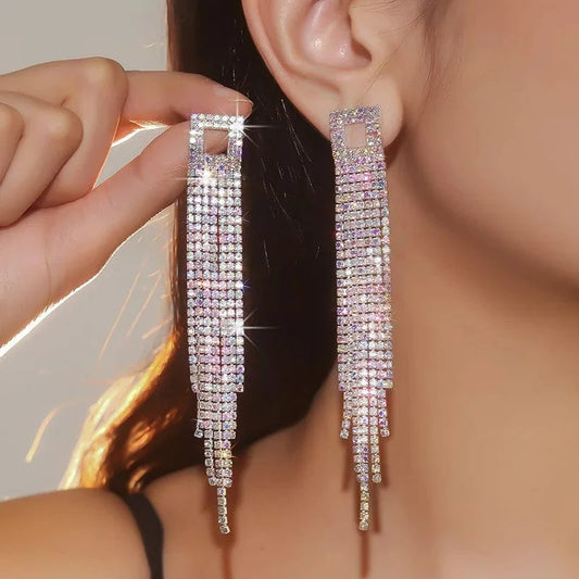 Hoyon Fashion gold silver rhinestone crystal earrings statement jewelry as gift tassel earrings women personalized