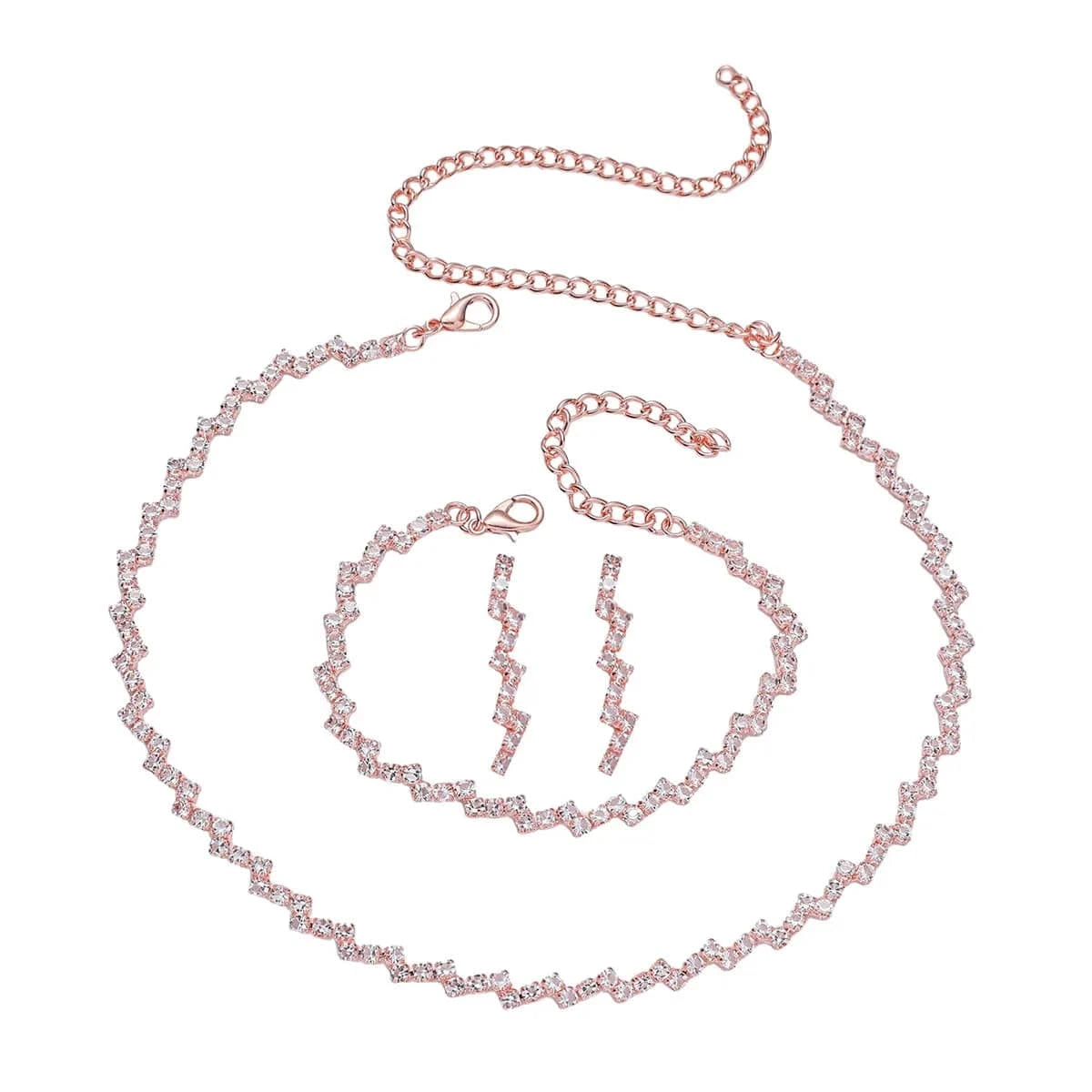 Hoyon Wedding Bridesmaid Brides Jewelry Set Classic Round CZ Necklace and Earrings Bracelet Statement Set