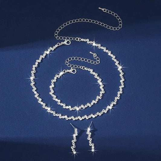 Hoyon Wedding Bridesmaid Brides Jewelry Set Classic Round CZ Necklace and Earrings Bracelet Statement Set