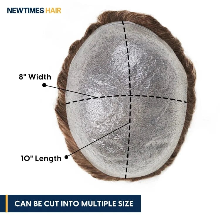 HS1V Super Thin 100% Hand Tied Men's Toupee Natural Wave Style with Invisible Hairline and Comfortable PU Base