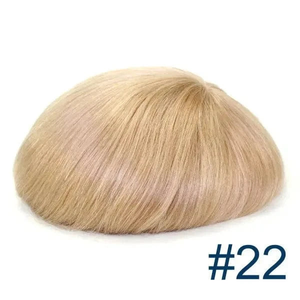 HS1V Super Thin 100% Hand Tied Men's Toupee Natural Wave Style with Invisible Hairline and Comfortable PU Base