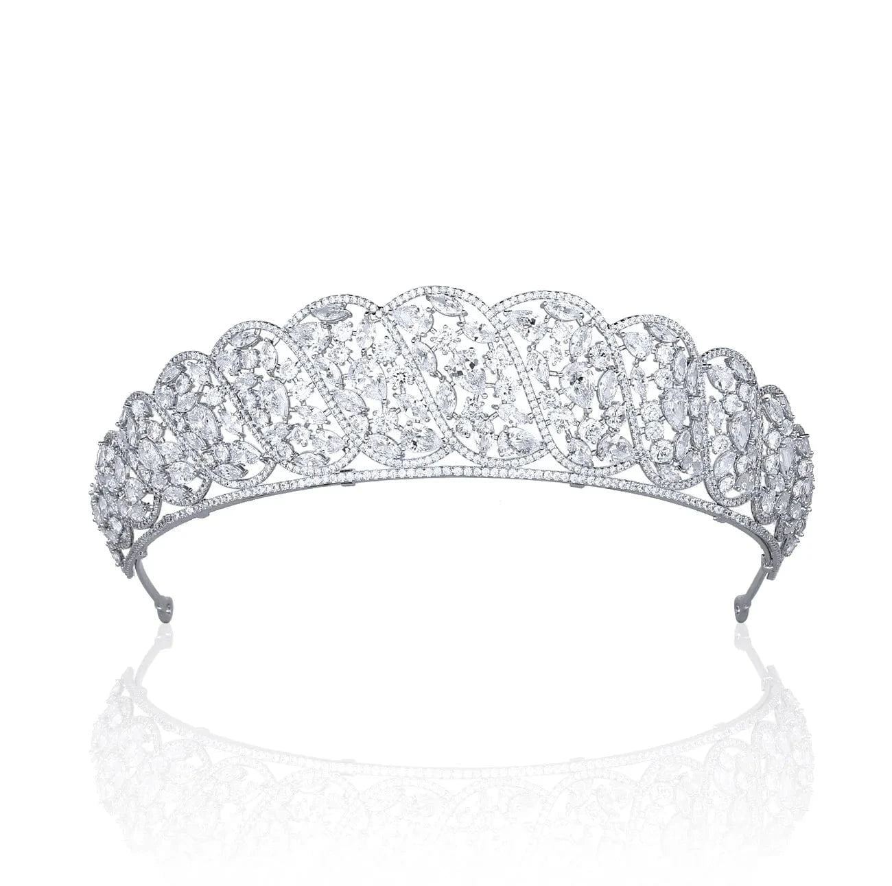 HT19001 High Quality White Colors Crystal Tiaras Gorgeous Bride Princess Crown