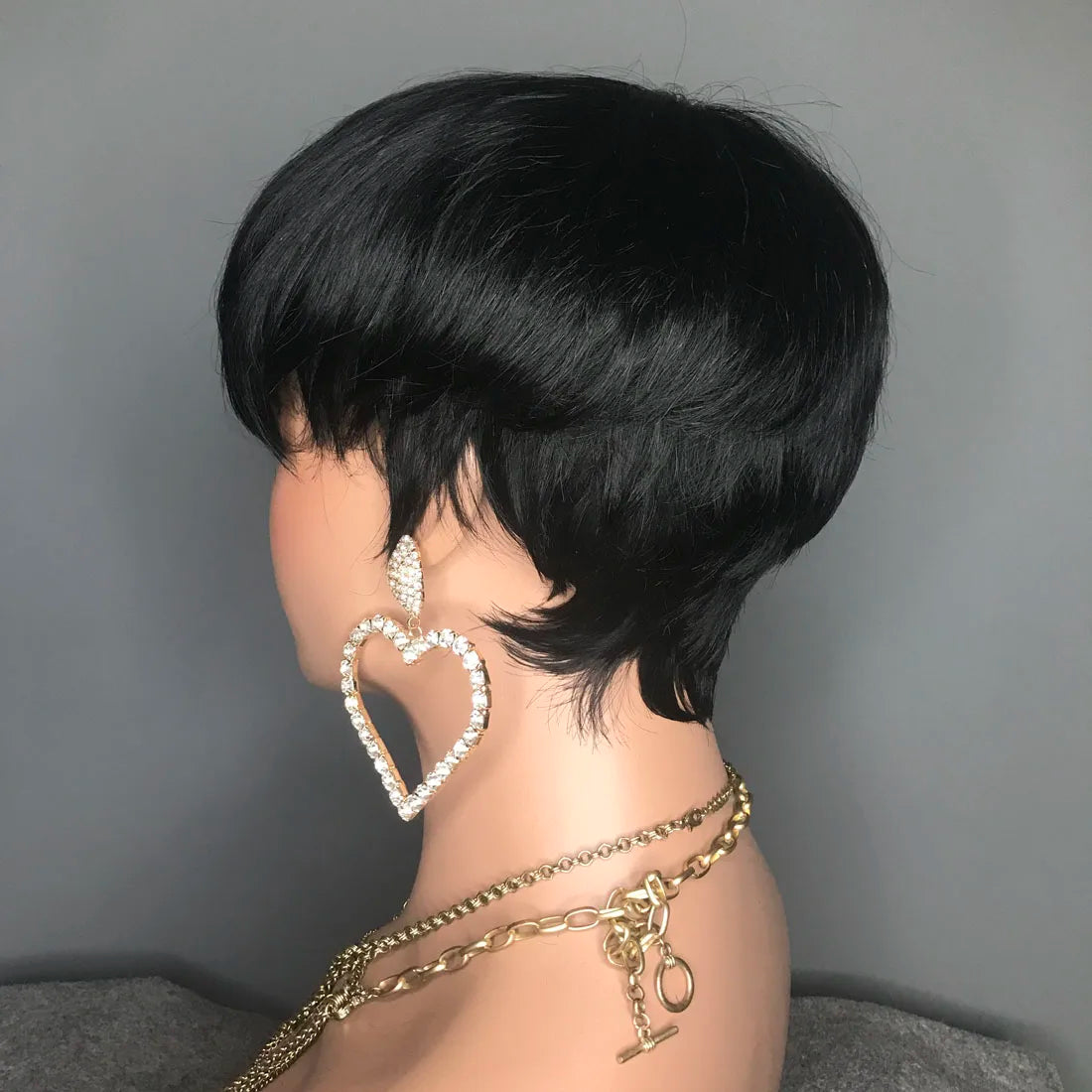 Human Hair Short Pixie Cut Wig 4# Staright Layered Pixie Cut Wig P4/27 Ombre Brown Full Machine Made Burgundy Red Color 613#