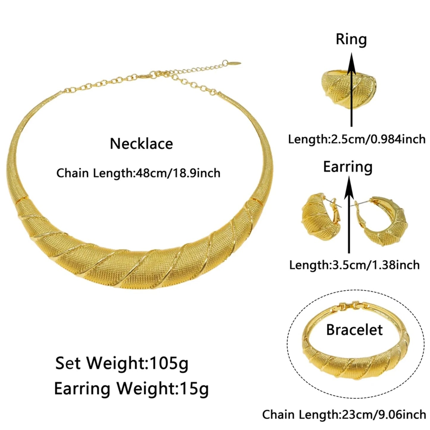 HV003732 High Quality Dubai Necklace Jewelry Set For Woman 2024 latest Design African Jewels 24 k Gold Plated Simple Classic Necklace Set