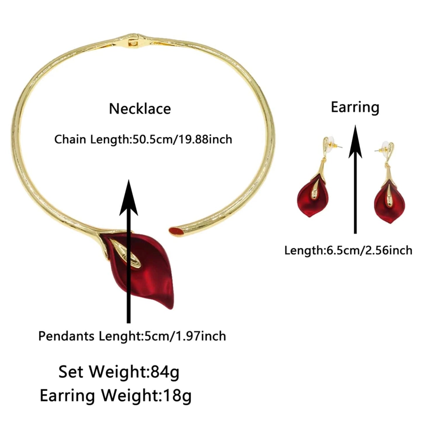 HV006928 Red Tulip Flower Brazilian Jewelry Set Nice Fashion Jewelry Necklace Set Beautiful Design Jewelry For Women Earrings Necklace