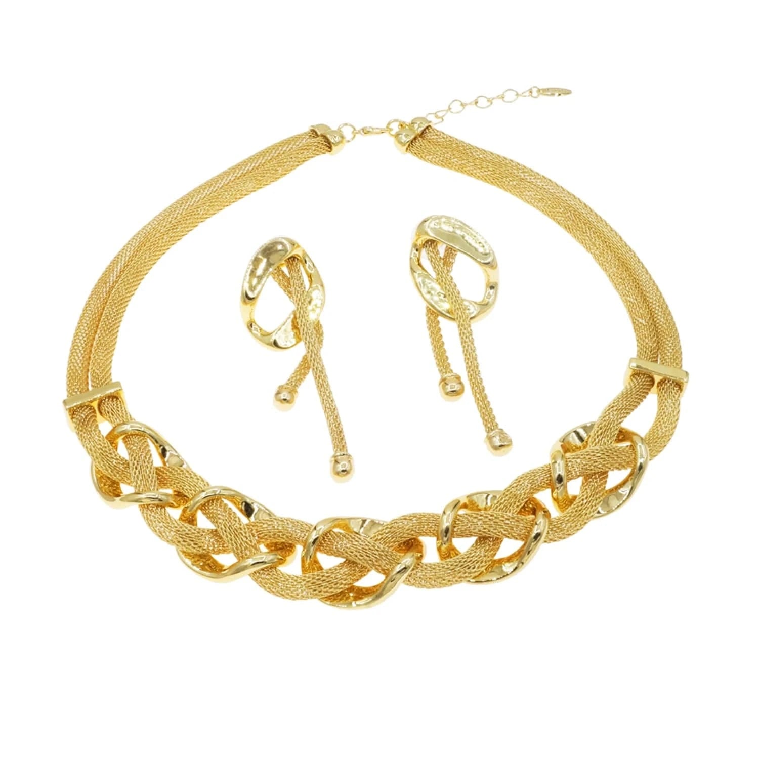 HV007035 Braid Classical Style Dubai Jewelry Set Nice Quality African Jewelry For Woman 24 K Gold Plated Factory Supply Jewels Necklace