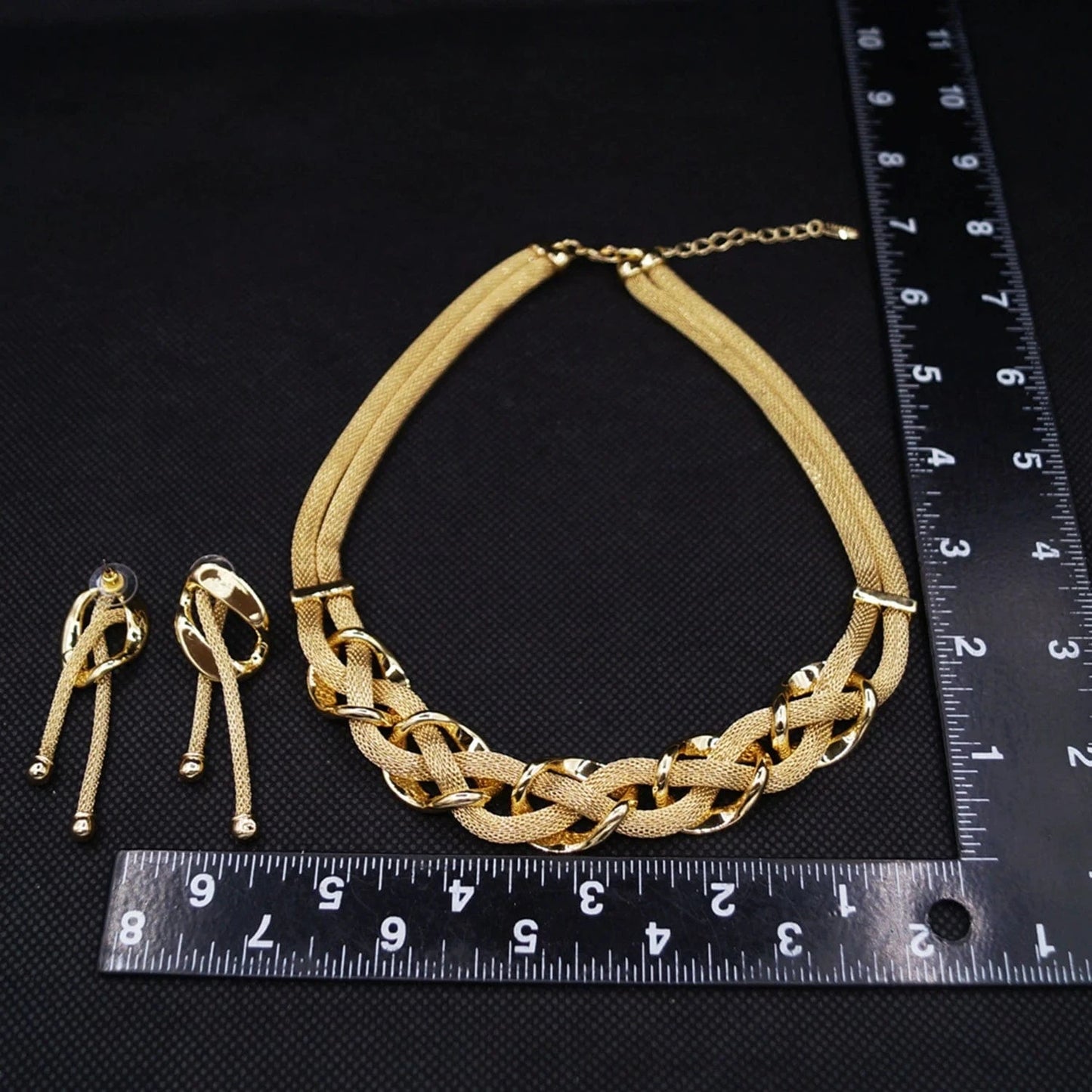 HV007035 Braid Classical Style Dubai Jewelry Set Nice Quality African Jewelry For Woman 24 K Gold Plated Factory Supply Jewels Necklace