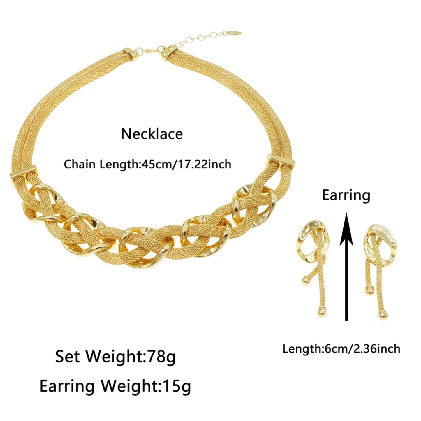 HV007035 Braid Classical Style Dubai Jewelry Set Nice Quality African Jewelry For Woman 24 K Gold Plated Factory Supply Jewels Necklace